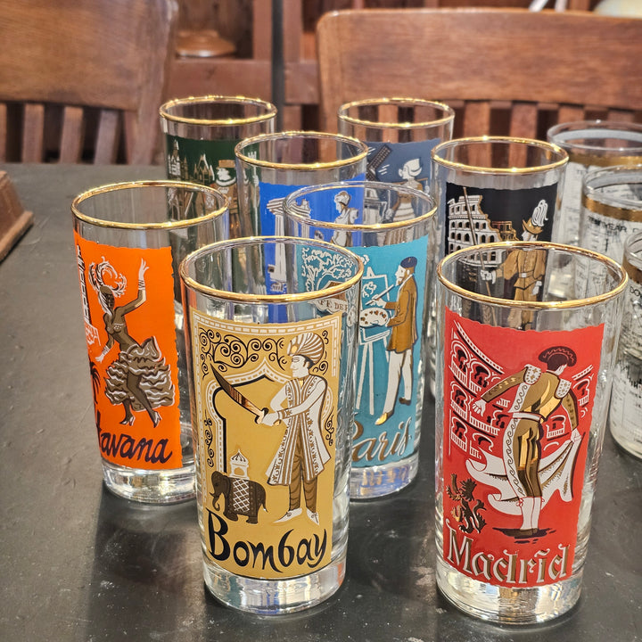 Set of 8 Libbey International Hiballs w/Holder