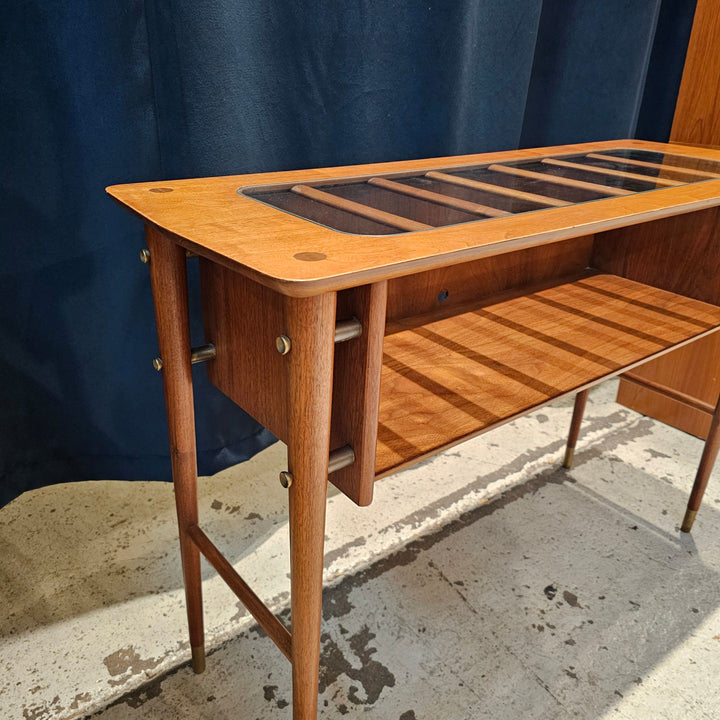 MCM Glass Top Display Console Table